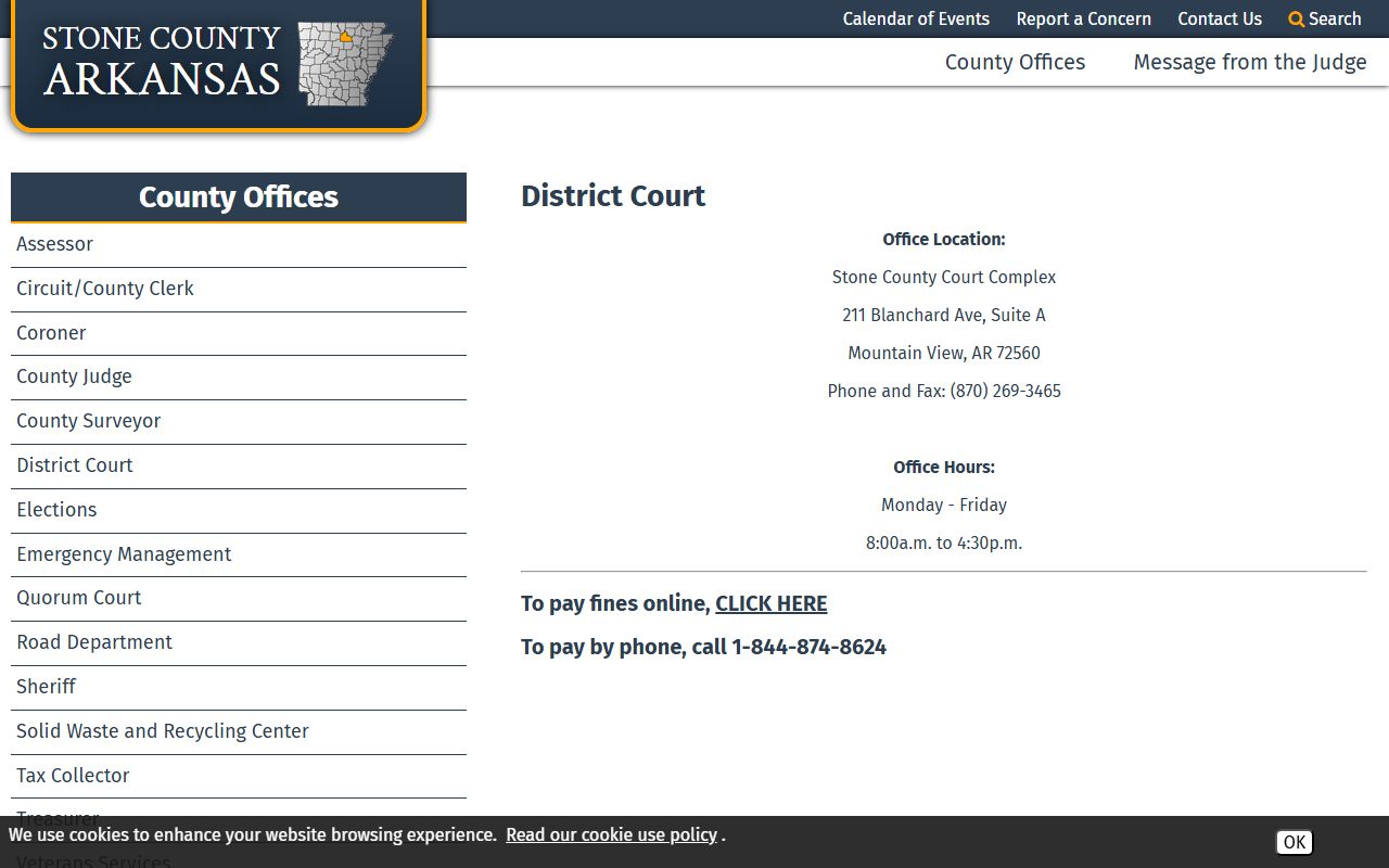 Stone County District Court records and payment information