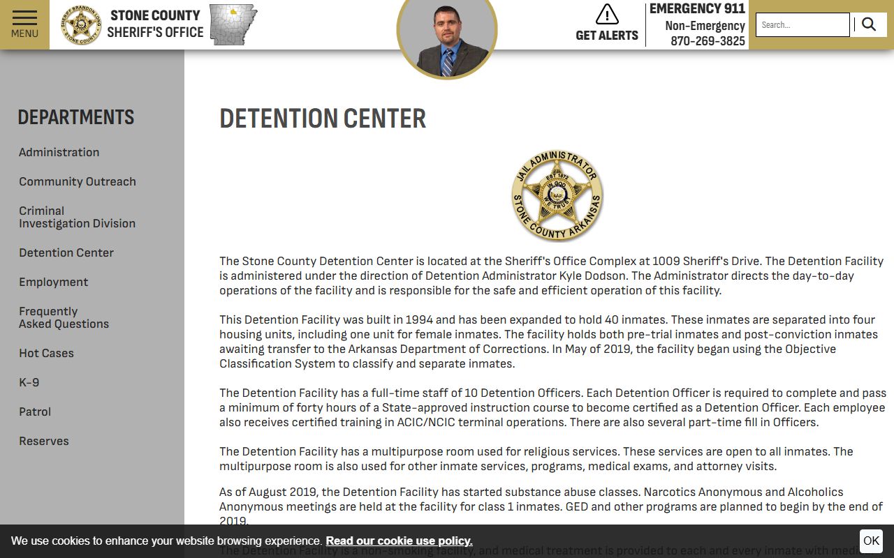 Stone County Detention Center facility information and inmate services